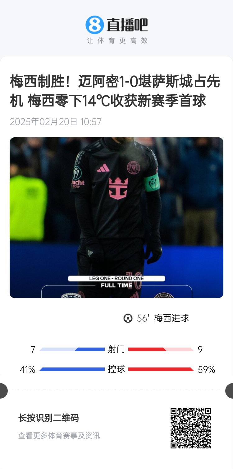  冰火兩重！梅西上一場-14℃進球，本場美職聯21°C