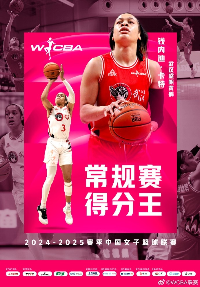 WCBA常規賽得分王&搶斷王:錢內迪-卡特 助攻王:王佳琦