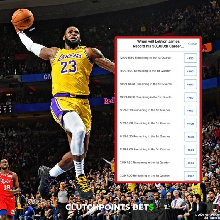 僅差1分!詹姆斯今日何時破五萬分賠率:開場30秒內最被看好