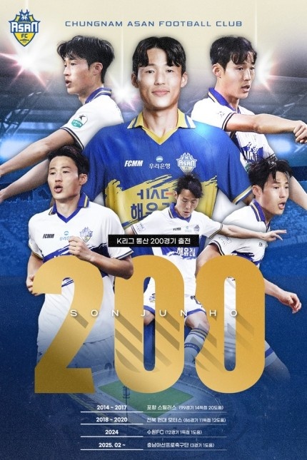  孫準浩完成K聯賽200場里程碑，貢獻26球34助