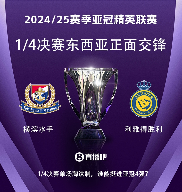  亞冠1/4決賽對(duì)陣：利雅得勝利vs橫濱水手，C羅vs安德森-洛佩斯！
